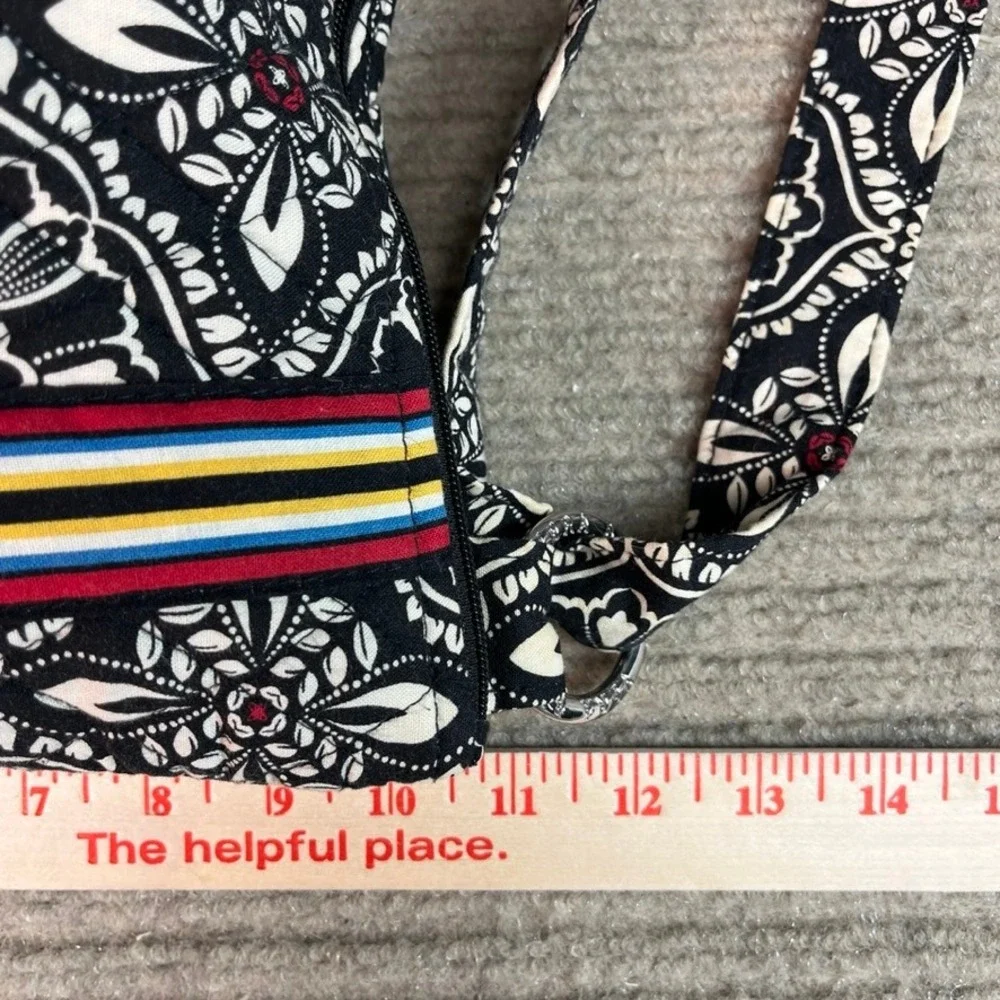 Vera Bradley Midnight Blues Crossbody Bag Black White Floral Quilted Cotton